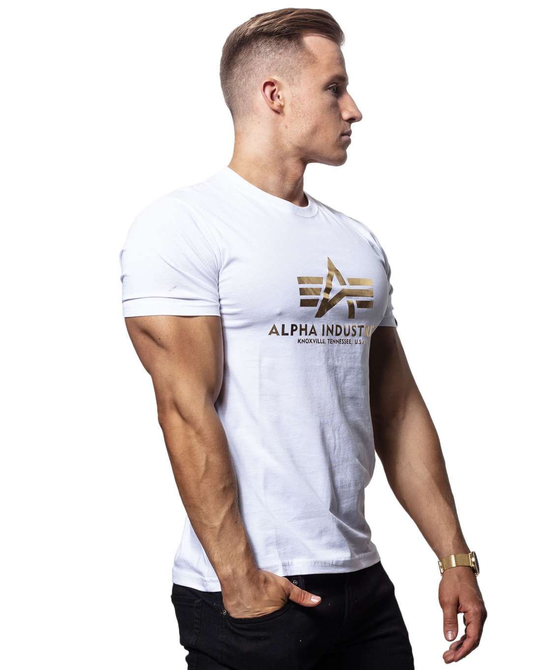 Basic T-Shirt White Gold Alpha Industries